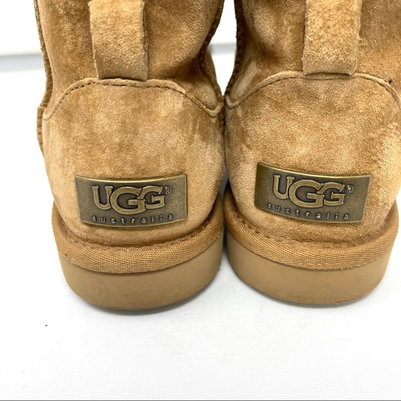 Ugg Chestnut Pull On Sherpa lined Leather Boots size 5 Great - Picture 11 of 12